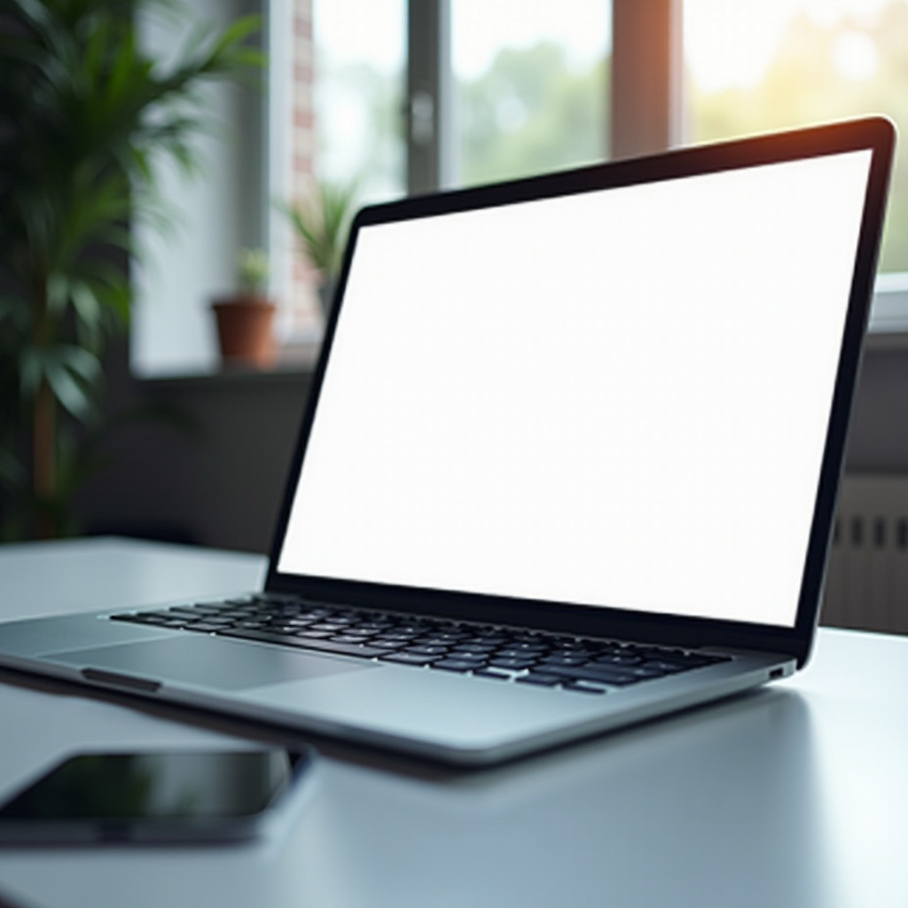 wyświetlacz laptopa pół ekranu biały